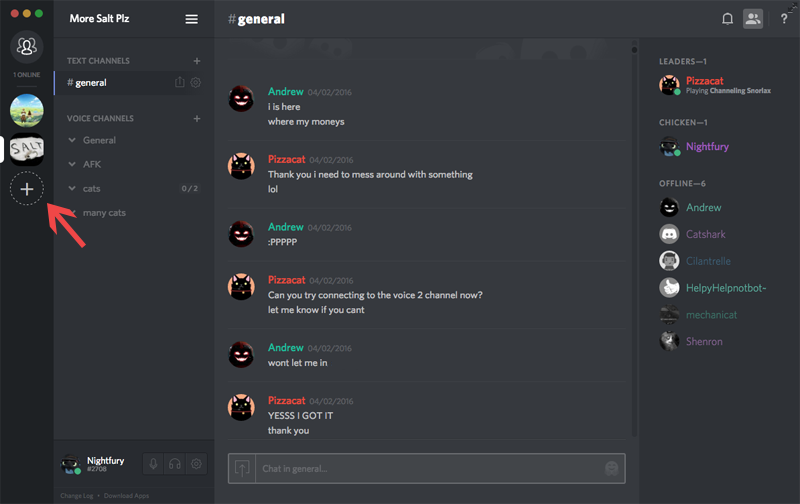 Discord chat UI